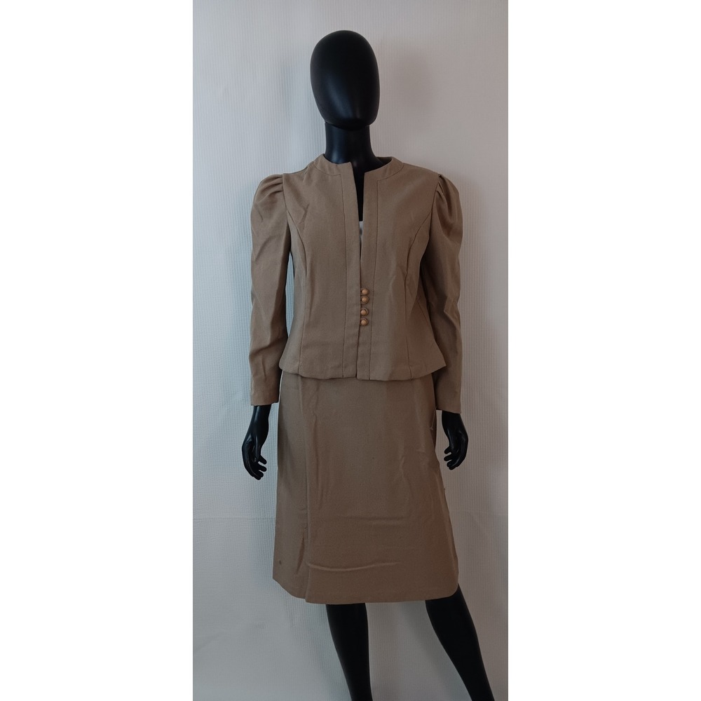 Vintage By Berkeley Brown 2 Piece Skirt Suit Set Jacket 8P Made in USA 4-3929